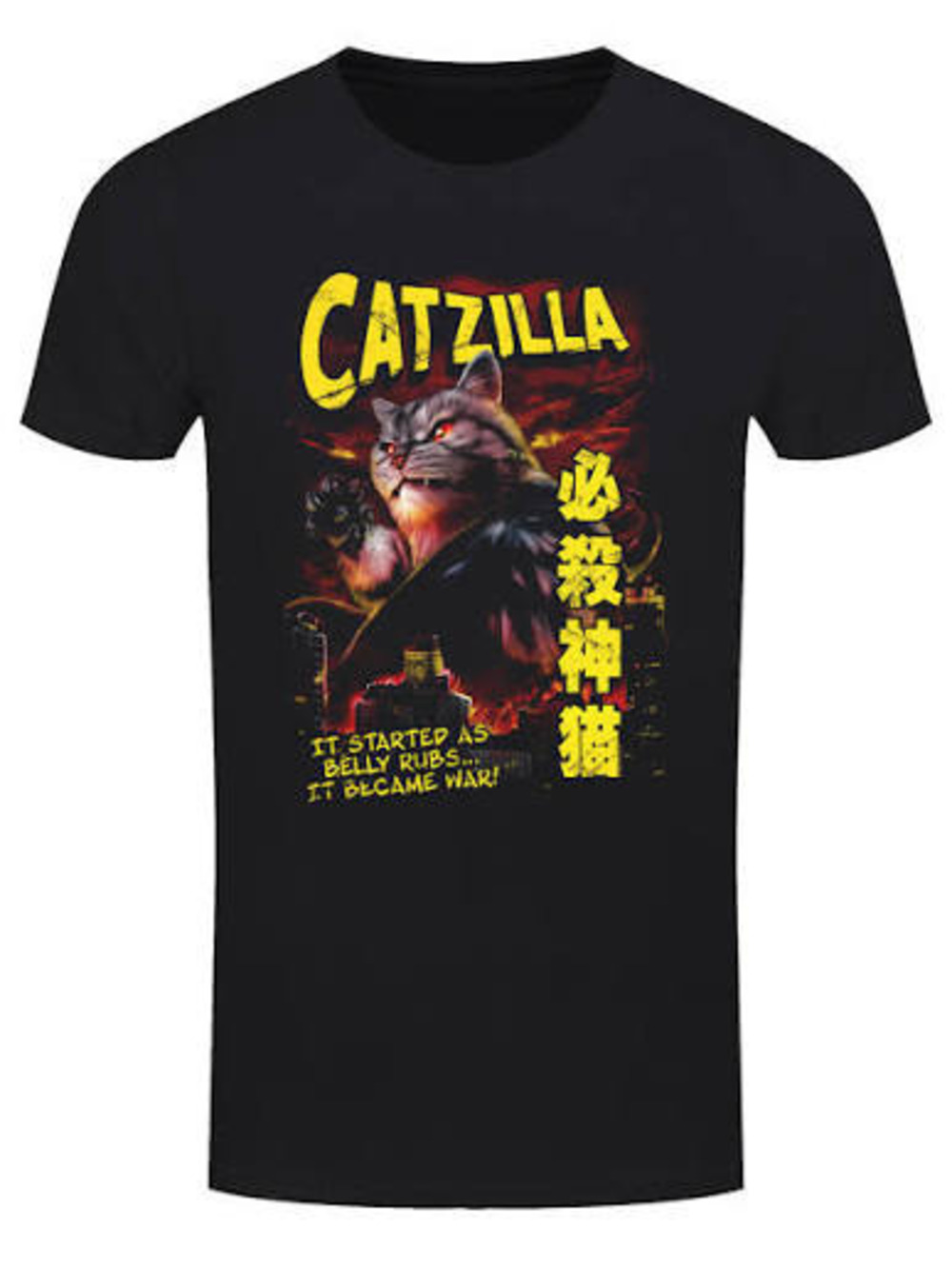 Horror Cats Catzilla Black T Shirt